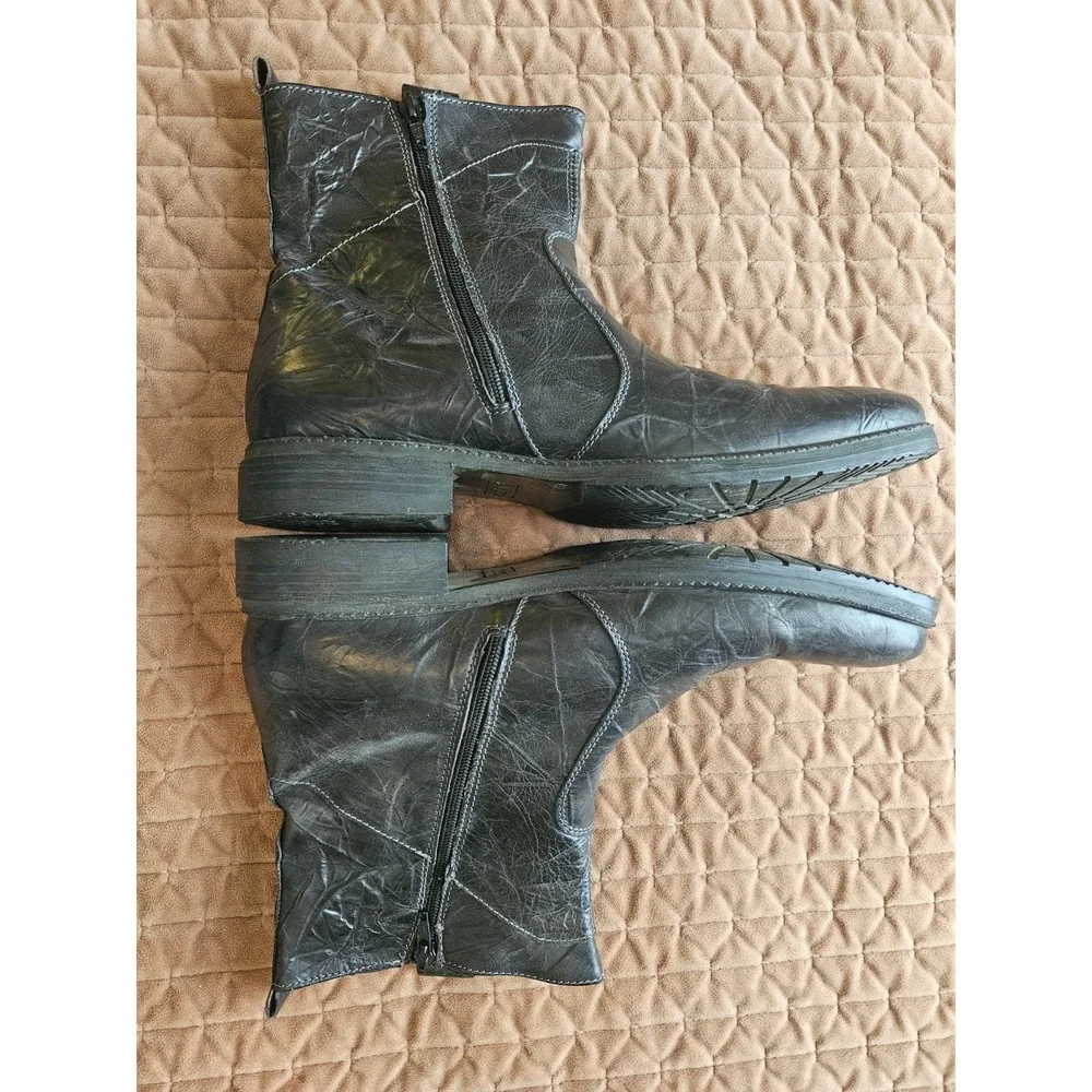 ALDO Men's Black Crinkled Leather Side Zip Dress Boots With Pull Tabs, Size 45